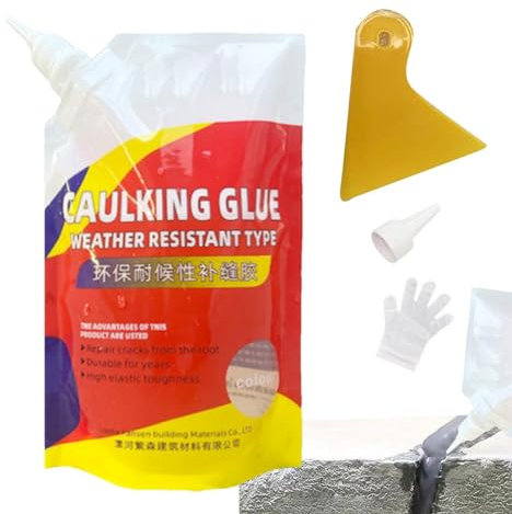 Rissfüller Betonreparatur, Betonrissfüller - Rissdichtmittel Betondichtmittel - Wasserfester Dichtungskleber, Beton-Dichtstoff, Zement-Rissversiegelung für Platten, Gehwege, Böden