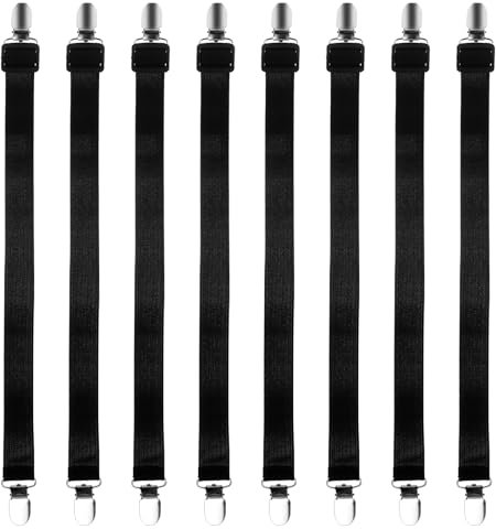 8 Stück Bettlaken Spanner Bettlakenspanner Verstellbar,30cm-130cm Elastische Bettlaken Spanner Bettlakenklammern mit Metallclips,Spanngurte Für Bettlaken für Bettlaken,Matratze,Bügelbrett Oder Sofa