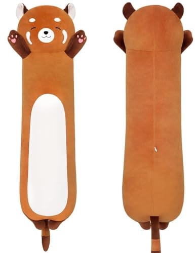 SNOWOLF Raccoon Weiches Kissen Plüsch Schlafkissen Baumwolle Kätzchen Kissen Kuschelig Gefüllte Nette Plüsch Puppe Spielzeug Geschenk Für Kinder Freundin (Orange, 70cm)