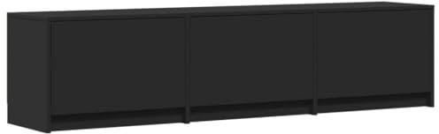 vidaXL Meuble TV avec LED Noir 165x34x40 cm Bois d'ingénierie, Support TV, Meuble télé, Meuble multimédia, Banc TV, Meuble HiFi