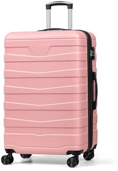 ChaCool Koffer Set Trolley Reisekoffer Check-In Gepäck, 39.5 * 26 * 57.5cm Hartschalen-Koffer mit TSA-Schloss und 4 Rollen ardschale Boardcase Handgepäck mit 8cm Volumenerweiterung （M, Rosa