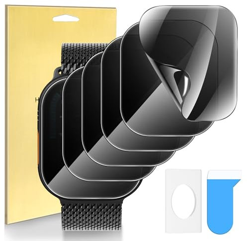 Diruite 6-Stück Schutzfolie für Apple Watch Series 10 46mm Displayschutzfolie Weiche Folie Anti-Kratzen Weiche TPU Displayschutz Schutz,Privatsphäre,46mm