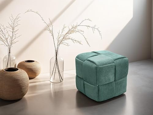 byLIVING Pouf URBAN/Cord dunkelgrün/Bodenkissen/Hocker/Sitzhocker/B 40, H 40, T 40 cm
