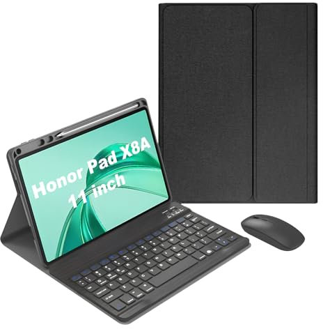 Keyboard Case for Honor Pad X8A 11 Inch 2024 - Wireless Detachable Keyboard Cover with Pencil Hold, Rechargeable Tablet Mouse,Black