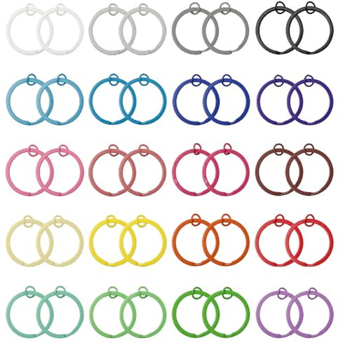 Pilikoll 40 Piezas 30mm Plano Redondo Anillas para Llaveros Anilla de Llavero Coloreado Anillos de Llavero de Metal Anillos De Llavero Redondos Planos para Llaves, Accesorios de DIY