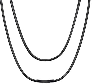 ChainsHouse 3MM 40CM Collana Corda di Cuoio Nero Uomo