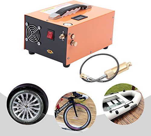 PCP Kompressor 30Mpa/4500 PSI Tragbarer Luftkompressor 12V & 220V Hochdruckluftpumpe 300W Tauchkompressor Manueller Stopp für Paintball-Luftgewehr PCP-Gewehr Luftpistole Tauchflasche