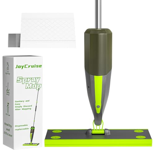 Sprühmopp zum Reinigen, Spray, Nass-Trockenmopps mit 60 Trockenpads und 420 ml nachfüllbarer Flasche, flacher Wischmopp für Hartholz-, Fliesen-, Laminat-, Vinyl- und Marmorböden