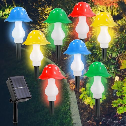 Asfrode 8 Stück Pilze Solarlampen für außen Garten, Solar Lichterkette Aussen wasserdichte Gartenleuchte Solarleuchten Gartendeko für Außen Draußen Balkon Terrassen Ostern