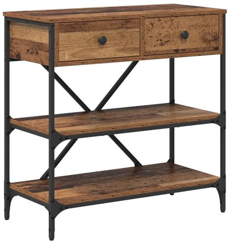 vidaXL Konsolentisch mit Schubladen mit Regal Sonstiges Altholz, Moderner Konsolentisch, industrieller Stil, Holzschubladen, schmaler Eingangsbereich, praktisches Akzentstück