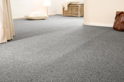 andiamo Teppichboden Brian aus 100% Polyester- Meterware für Wohnbereich und Schlafzimmer - 400 x 200 cm Grau