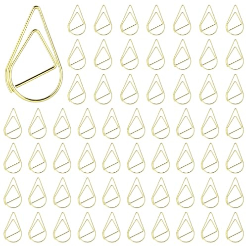 Büroklammern Gold 210 Stück Metall Kleine Büroklammern Motiv Papierklammern Wasser Tropfenform Büroklammer für Buch Poster Papier