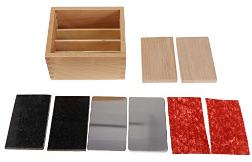 Montessori Sensorial Material Thermic Tactile Sense Tabletten in Holzbox