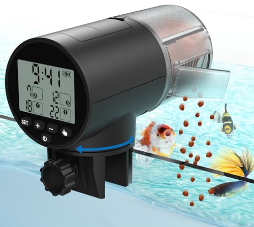 Automatic Fish Feeder for Aquarium, Vacation, 7, 14 Day Auto Dispenser with Timer, 200ml Large Capacity, Battery Powered, Ideal for Turtle/Fish Tank Aquarium Accessories, Batteries Included