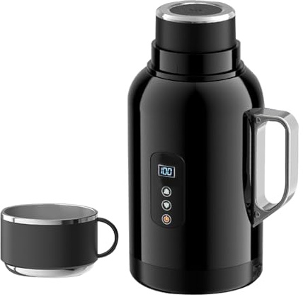 Portable Electric Kettle - 1500ml Car Heating Pot, Stainless Steel Boiler, Hot Water Bottle 12/24V | Quick Boil Kettle for Tea Coffee Milk Oats Car Travel C
