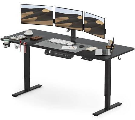 SANODESK 200 * 80 Electric Standing Desk Height Adjustable Standing Desk with Cablemanagement Tray Sit Stand Desk with Cupholder and Hooks Adjustable Desk Stand Up Desk for Home Office