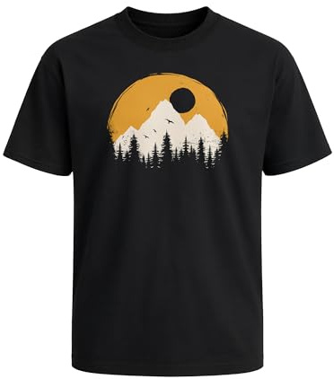 Neverless® Herren T-Shirt - Outdoor Silhouette - Printshirt Oversized Relaxed Fit Sommer Fashion Streetstyle