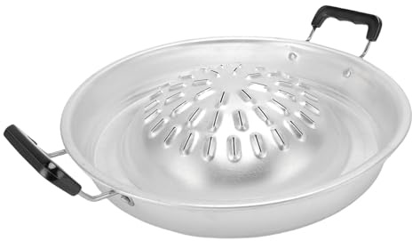 equlup BBQ Grill Pan, 2-in-1 Grill Charcoal Pan Non Stick Thai Barbecue Charcoal Plate Even Heating Aluminum Hot Pot Multipurpose Cookware for Gathering, Party, Camping (30cm/11.81in Original Color)