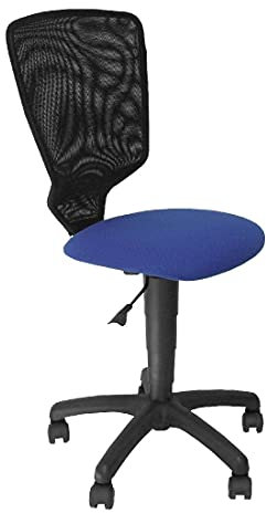 Jugendstuhl, Rückenlehne, Netzstoff, Schwarz, Sitz Aran Blau