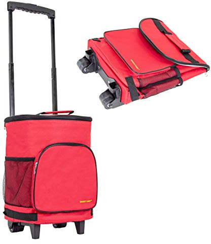 dbest products Ultra Compacto Cooler Smart Carro, Rojo con Aislamiento Plegable Rolling Cooler Tailgating Barbacoa Playa Verano