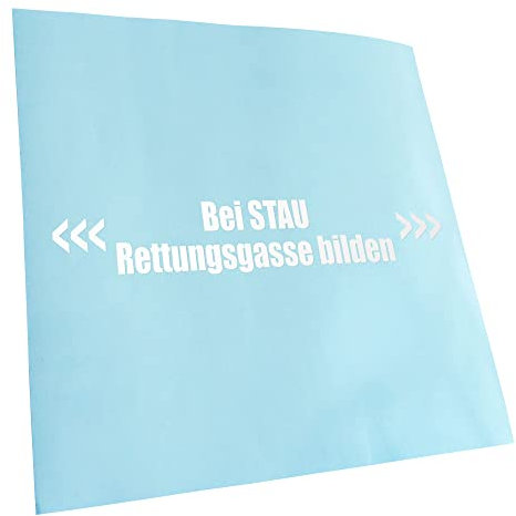 Kiwistar - Autoaufkleber - Weiß - 20x4cm Bei Stau Rettungsgasse bilden - Heckscheibe Auto Aufkleber wetterfest für Kfz LKW Mofa Truck - Sticker außen selbstklebend Tuning Zubehör für Fenster Fahrzeug