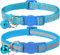 Taglory Reflektierend Katzenhalsband mit Sicherheitsverschluss und Glöckchen, 2-Stück Verstellbar Halsband Katze Kitten, 19-32cm Hellblau