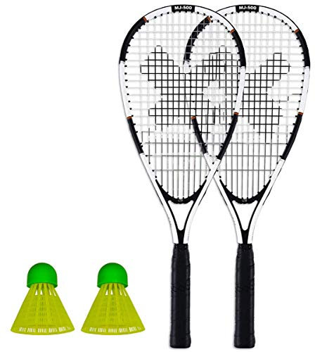 Pure 2 Improve Speed Badminton Schläger Set bestehend aus 2 Schlägern, 2 Federbällen und Tragetasche Powered by XQmax