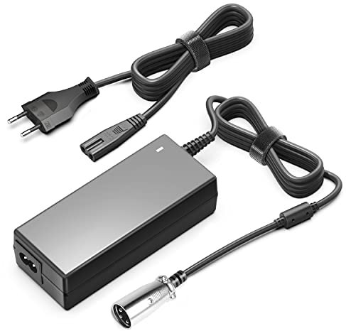 TAIFU Adaptateur Secteur Alimentation Chargeur 42V 2A Chargeur de Batterie pour Série 10-36 V Vélo électrique au Lithium Prise XLR Remplacement pour Batterie 36V 10AH avec 3 Broches, USB