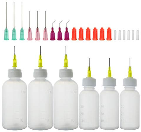 LMYKH Needle Bottle Applicator, Needle Tip Glue Bottle, Squeeze Bottle with Fine Tip for Liquid, Glue Oil, Acrylic Paint (30 Millilitres, 50 Millilitres)