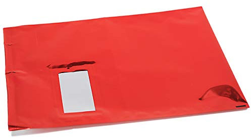 100 Stück Snooploops Folienumschläge mit Fenster, Farbige Metallische Briefumschläge, 76 my Aluminisierte Verbundfolie/Klappe mit Selbstklebeverschluß/DIN A4 (rot)
