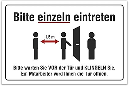 Aluverbund Hinweis Schild 30x20cm Wetterfest Kratzfest UV beständig - Bitte einzeln eintreten