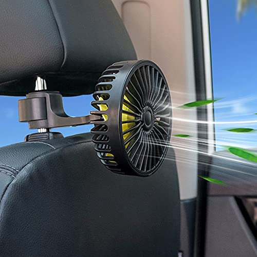 Domybest Ventilateur de Voiture USB 12V 24V Ventilateur d'appui-Tête de Voiture Puissant USB Rotation à 360 Degrés Ventilateur de Passager Arrière Réglable à 3 Vitesses