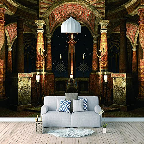 Papier Peint Panoramique 3D,Château de nuit - Autocollant Mural pour Salon Chambre À Coucher Couloir Moderne Espace Visuel de Paysage Naturel Murale 300x210 cm - 6 lés