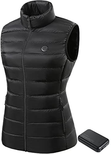 HEWINZE Gilet chauffant Femmes avec batterie incluse 7.4V, veste chauffage usb, doudoune chauffante Femmes