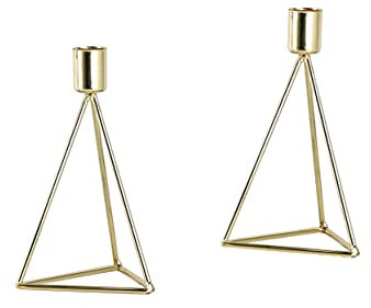 ECHTWERK 2-teiliges Teelicht-/ Kerzenhalter Set Modern Small, Gold-Edition, Geometrisches Design, Votiv Kerzenhalter für Wohnzimmer/Esstisch, Tischdeko für Hochzeiten, 9,5 x 9,5 x 16,5 cm