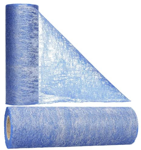 AmaCasa Vlies Tischband Tischläufer für Hochzeiten, Kommunionen, Taufen und Allen Feierlichkeiten Maße: 30cm/25m Rolle (Blau Metallic, Vlies)