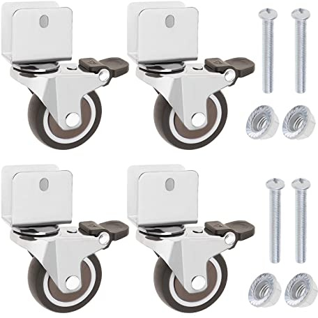 EMSea 4 Stück Lenkrollen mit U-förmiger Halterung, U-Klemme Rolle mit Bremse für Möbel Blumenständer, Tragfähigkeit 27kg pro Rad, Innendurchmesser 20 mm