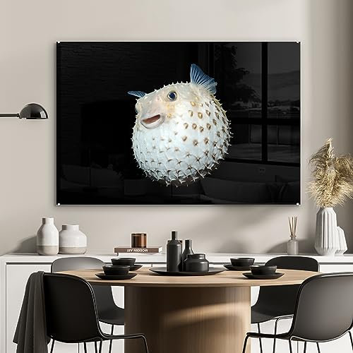 MuchoWow Glasbild Glasfoto Wandbild Bilder Deko 120x80 cm Fische - Meerestiere - Porträt