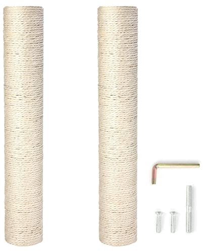 Pinkgarden Poste rascador de sisal natural de repuesto para gatos, 15.7 pulgadas, 2 piezas M8 para reacondicionamiento, color blanco, incluye tornillos