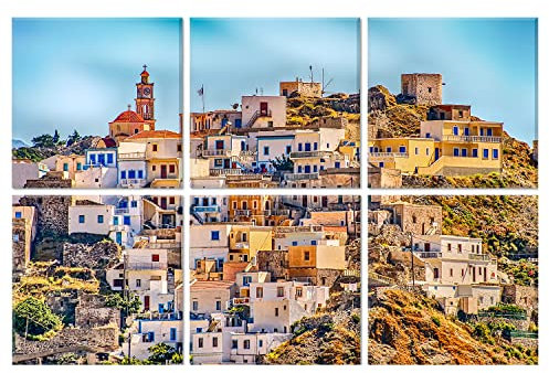 JBER set de 6 paneles acústicos decorativos de pared con adhesivos para estudios de grabación, home cinema, 183 x 122 cm (SANTORINI)