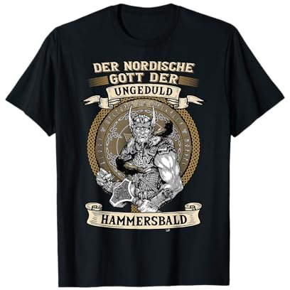 Der nordische Gott Ungeduld Hammersbald Wikinger T-Shirt Schwarz S