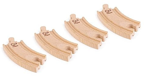 Hape Kurze Eisenbahnkurvenschienen Holz, 4 Stück, ab 3 Jahren