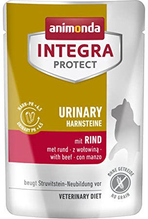 animonda INTEGRA PROTECT Katzenfutter nass Urinary Struvitstein mit Rind (24 x 85g), vom Tierarzt empfohlen bei Harnsteinen, mit Veterinären entwickeltes Diätalleinfutter für erwachsene Katzen