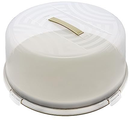 BranQ - Home essential Joy runder Kuchenbehälter mit hoher Abdeckung und mit praktischem Tragegriff, Kunststoff (PP) BPA-frei, Salbeifarbe/transparent, 334x156 mm