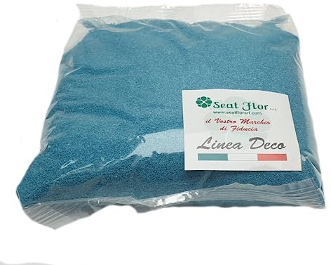 Seat Flor SRL® Farbiger Sand, Sand zur Dekoration von Vasen, 0,5 mm, Beutel mit ca. 1 kg (25 Farben erhältlich) (Türkis)