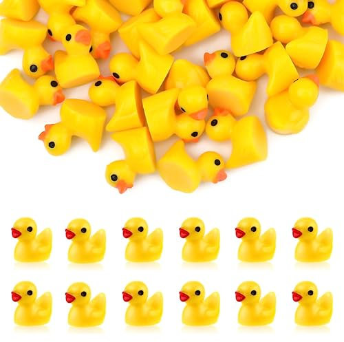 APRRMLIZW Mini Enten 100 Stück Mini Enten Figuren Tiny Resin Duck Kunstharz-Enten Miniatur Mini-Enten aus Kunstharz Mini Resin Ducks zum Basteln für Garten Aquarium Schule Puppenhaus Topfdekorationen