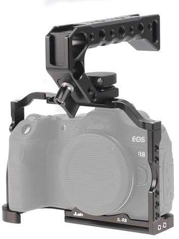 FOTGA Camera Cage + Top/Side Handle Grip KIT for Canon EOS R8 & EOS RP Mirrorless Camera, Aluminium Video Vlogging Stabilizer Rig with Cold Shoe, 1/4-20 Screw Mount, 3/8-16 Locating Pin for Arri