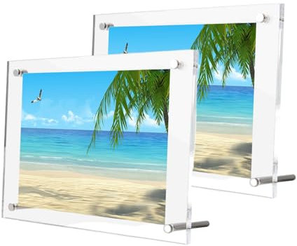 TUKA-i-AKUT 2X Acrílico Marco de Fotos para 13x18 cm Imagen, Doble Acrílico Panel Transparente, Marco de Exhibición de Escritorio para Póstere Documento Cartele Folleto Certificado, TKD9400-7z-2x