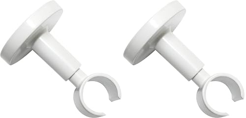 GARDINIA Deckenträger für Gardinenstange, Mit Metallmontageplatte, 1-läufig, Offen, Inkl. aller Montage-Teile, Serie Chicago, Ø 20 mm, Weiß (Packung mit 2)