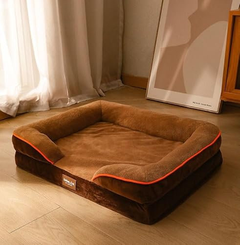 RASHIV Faltbares Lazy Sofa, großes menschliches Hundebett für Menschen, Erwachsene und Haustiere, luxuriöses Fell-Hundebett in menschlicher Größe für Menschen, wasserdichtes (Coffee 70 * 55CM)